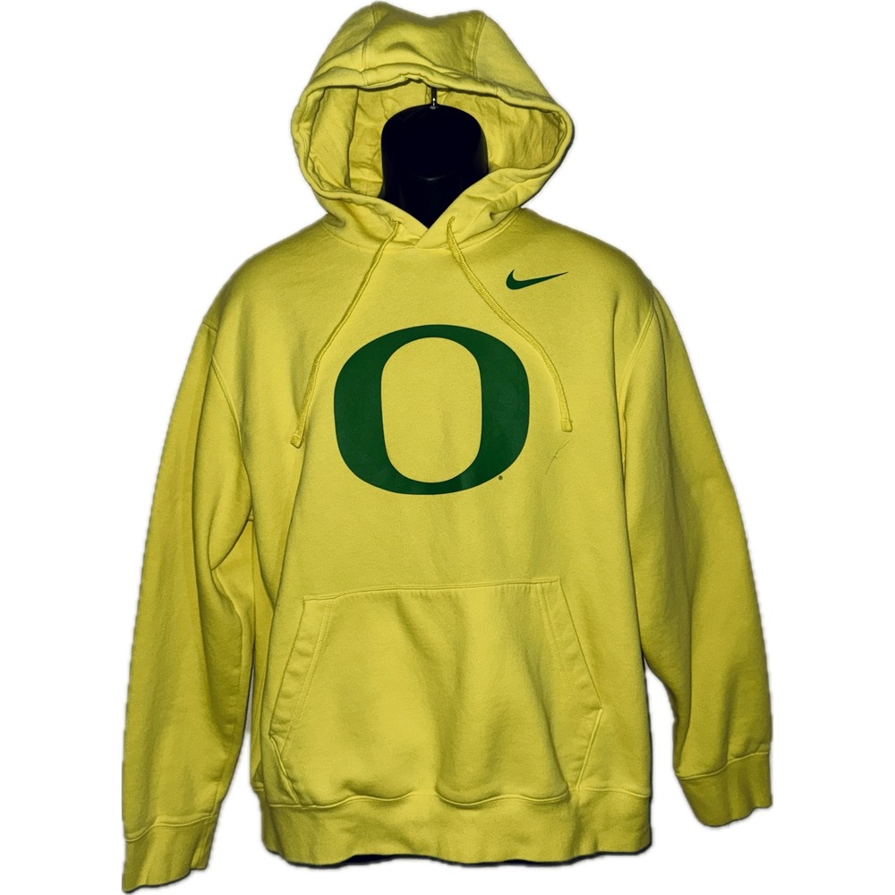 Nike Oregon Ducks Yellow Hoodie  Mens Large Fleece Long Sleeve Sweatshirt NCAA